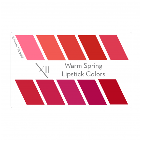 PrismXII Warm Spring Top10 Lipstick Color Card