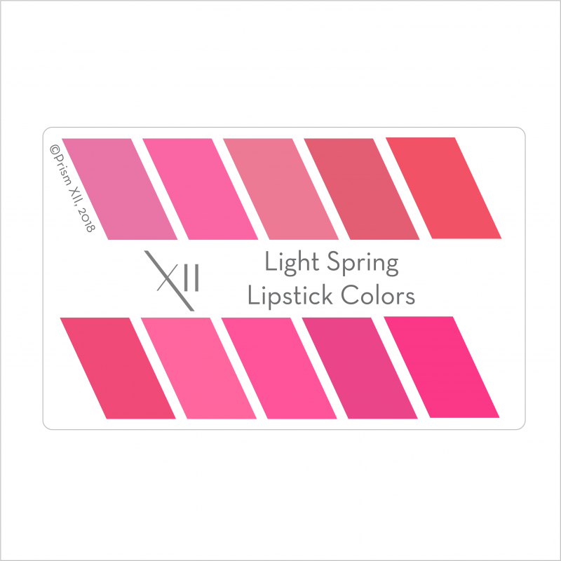 PrismXII Light Spring Top10 Lipstick Color Card