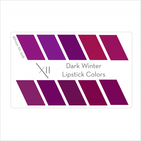 PrismXII Dark Winter Top10 Lipstick Color Card