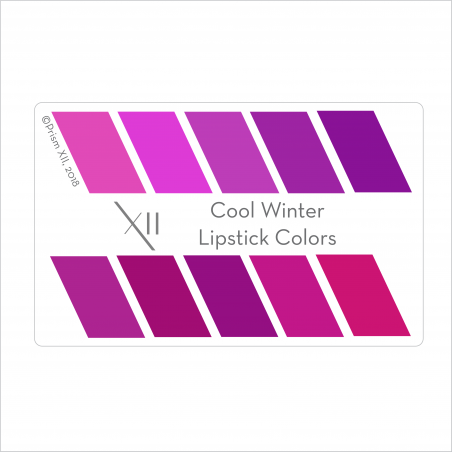 PrismXII Cool Winter Top10 Lipstick Color Card