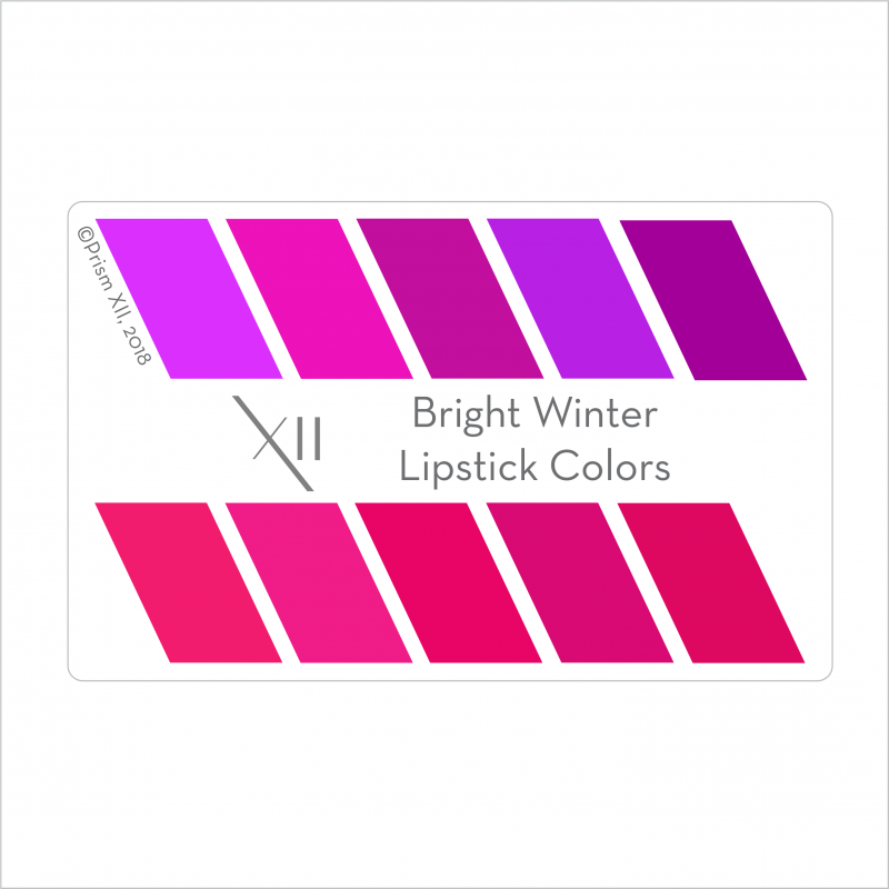 PrismXII Bright Winter Top10 Lipstick Color Card